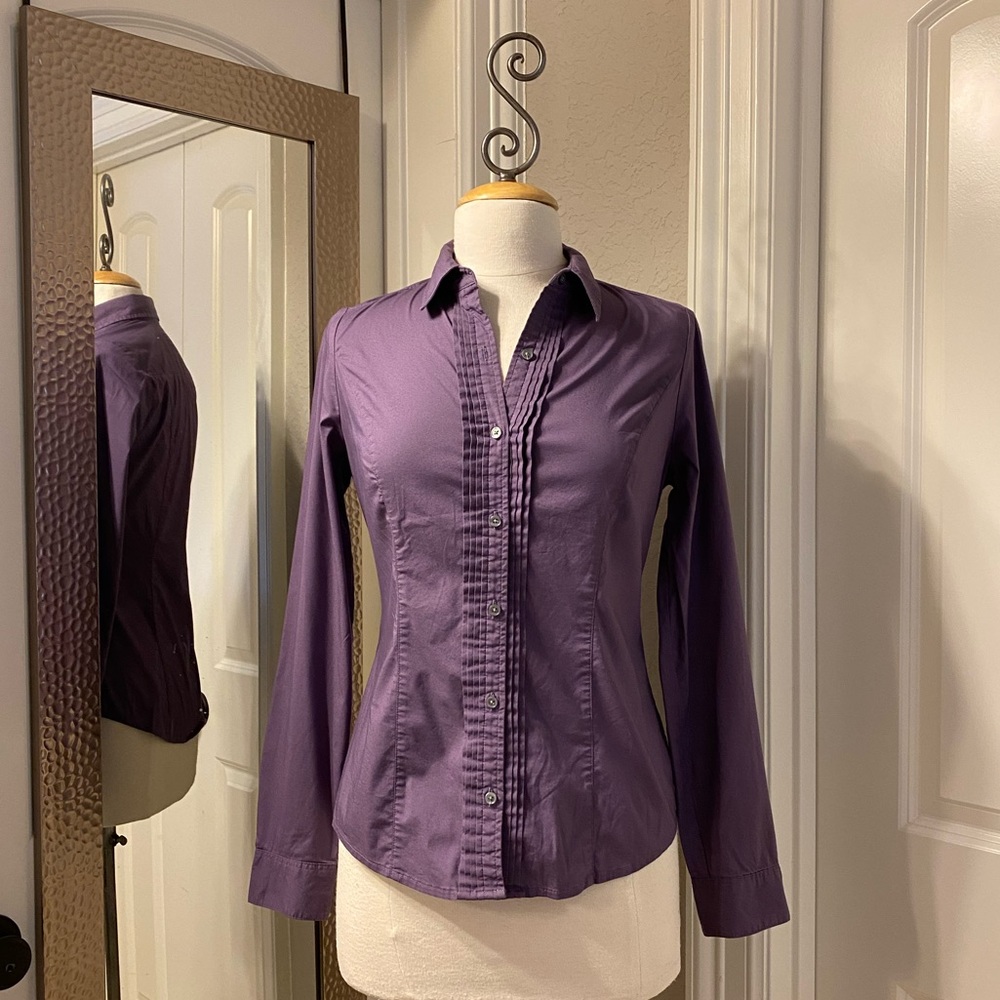 Express The Essentials Front Button Blouse - image 3